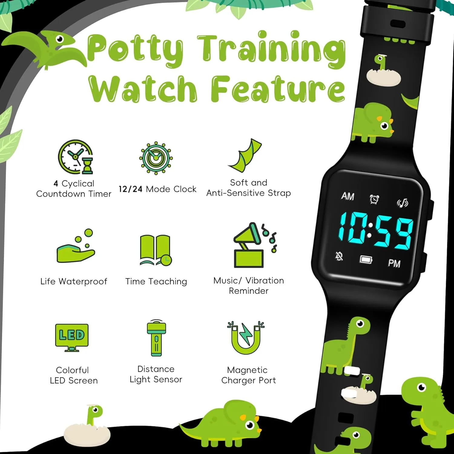 Clocks/Vibration Reminder and Waterproof, Remind Toddler to Go to The Toilet NN commonplace mantle enjoy Eurasian BEN NEVIS Potty Training Watch, Digital Toddler Watch with Countdown/Music/Alarm 