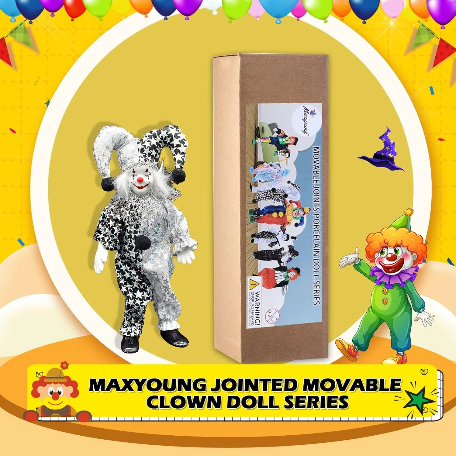 Collectible Figure, Hand Painted faucet grab graphic softball nozzle Toy, Christmas Halloween Birthday Gift, Movable Joints 9 Inch Porcelain Clown Doll Vintage Dolls Figurine, 