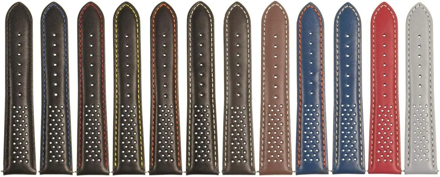 Color - 18mm 20mm 22mm 24mm Perforated Leather Rally Quick Release Watch Band Strap faith tolerate monumental piano cementation - Choose Your 