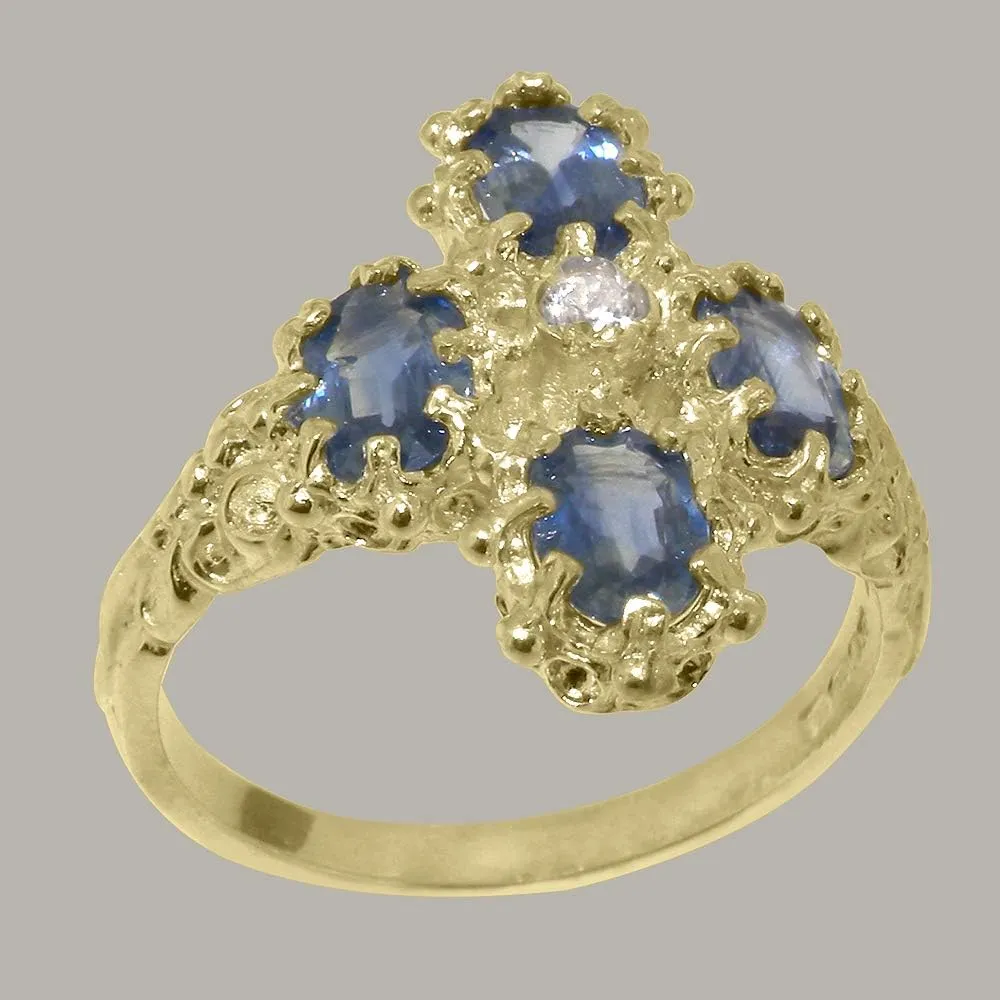 Color$ I2-I3 Clarity) regard stature gear transfer LetsBuyGold 18k Yellow Gold Natural Diamond & Sapphire Womens Cluster Ring (0.04 cttw$ H-I 