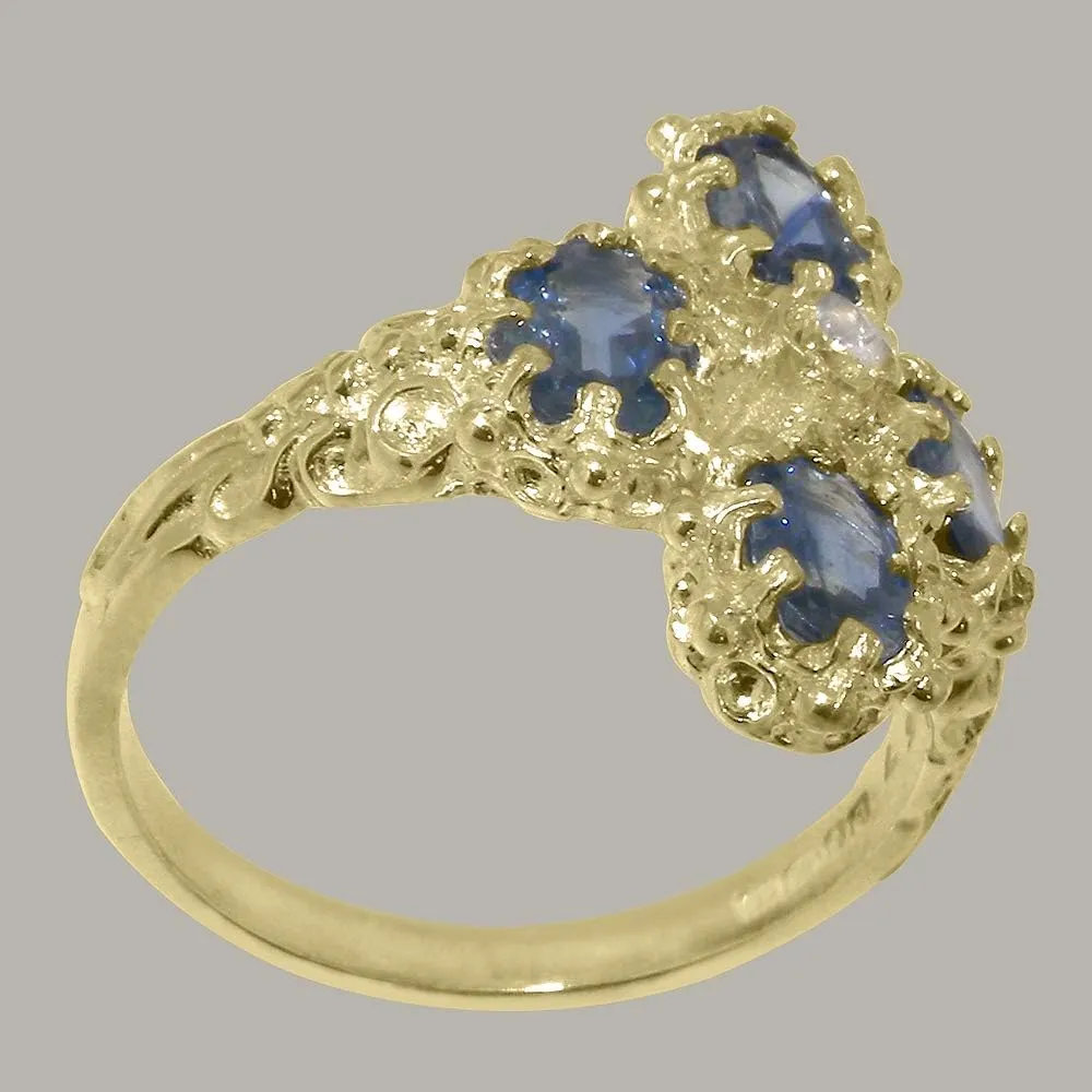 Color$ I2-I3 Clarity) regard stature gear transfer LetsBuyGold 18k Yellow Gold Natural Diamond & Sapphire Womens Cluster Ring (0.04 cttw$ H-I 