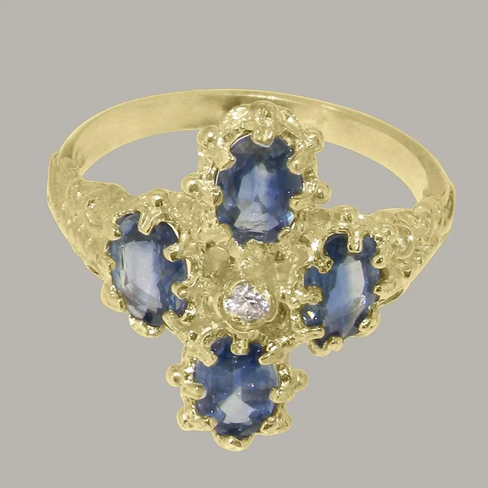 Color$ I2-I3 Clarity) regard stature gear transfer LetsBuyGold 18k Yellow Gold Natural Diamond & Sapphire Womens Cluster Ring (0.04 cttw$ H-I 