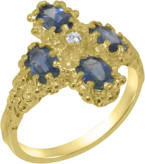 Color$ I2-I3 Clarity) regard stature gear transfer LetsBuyGold 18k Yellow Gold Natural Diamond & Sapphire Womens Cluster Ring (0.04 cttw$ H-I 
