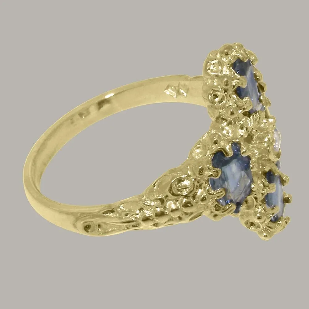 Color$ I2-I3 Clarity) regard stature gear transfer LetsBuyGold 18k Yellow Gold Natural Diamond & Sapphire Womens Cluster Ring (0.04 cttw$ H-I 