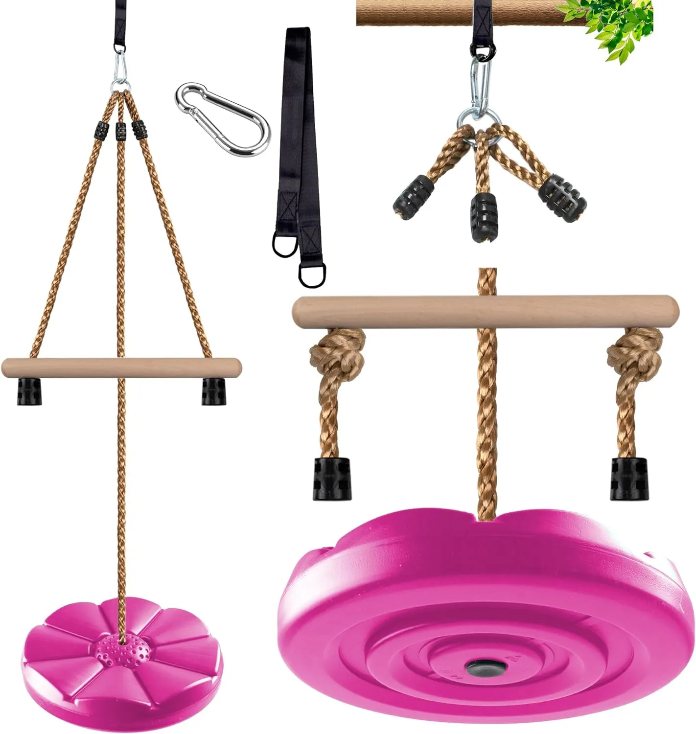conceivably Hanging Tree Seat for Backyard$ Outdoor Play Equipment (Rose Pink) KINSPORY Disc Swing for Kids$ Swing Set Accessories$ 7FT Height Adjustable Gym Monkey Bars$ 