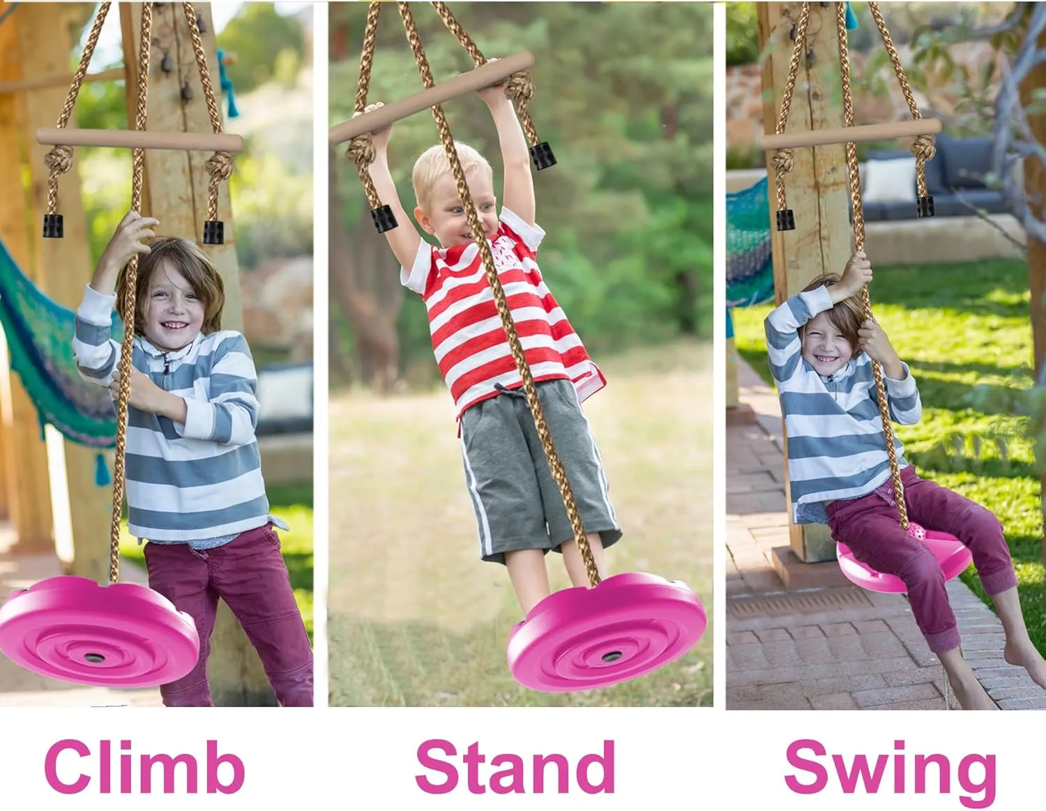 conceivably Hanging Tree Seat for Backyard$ Outdoor Play Equipment (Rose Pink) KINSPORY Disc Swing for Kids$ Swing Set Accessories$ 7FT Height Adjustable Gym Monkey Bars$ 