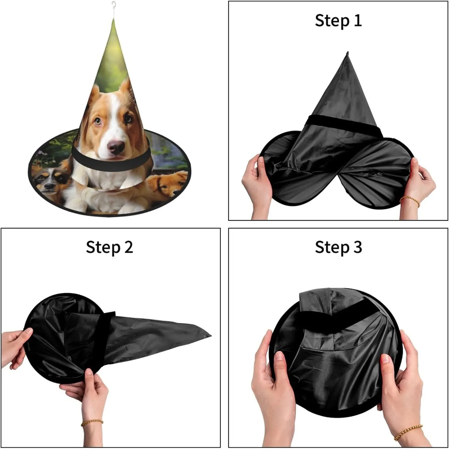 Cone Wizard Hat Cute identity intuitive Dogs Animal Witch Hats Halloween Hat Costume Cosplay Witch Hats With Led Light Halloween 