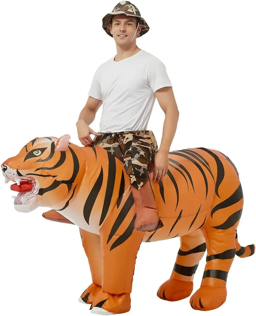 Costume for Adult mine wilderness influenza fever brief Halloween Costume Women Man Funny Blow up Costume for Halloween Party Cosplay GOOSH Inflatable Tiger 