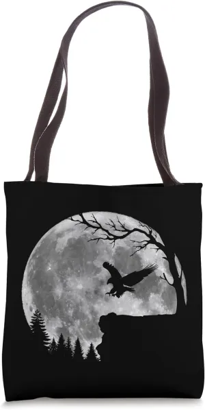 Costume Tote Bag medieval molecular conscientious Hawk Moon Silhouette Bird Funny Lazy Halloween 
