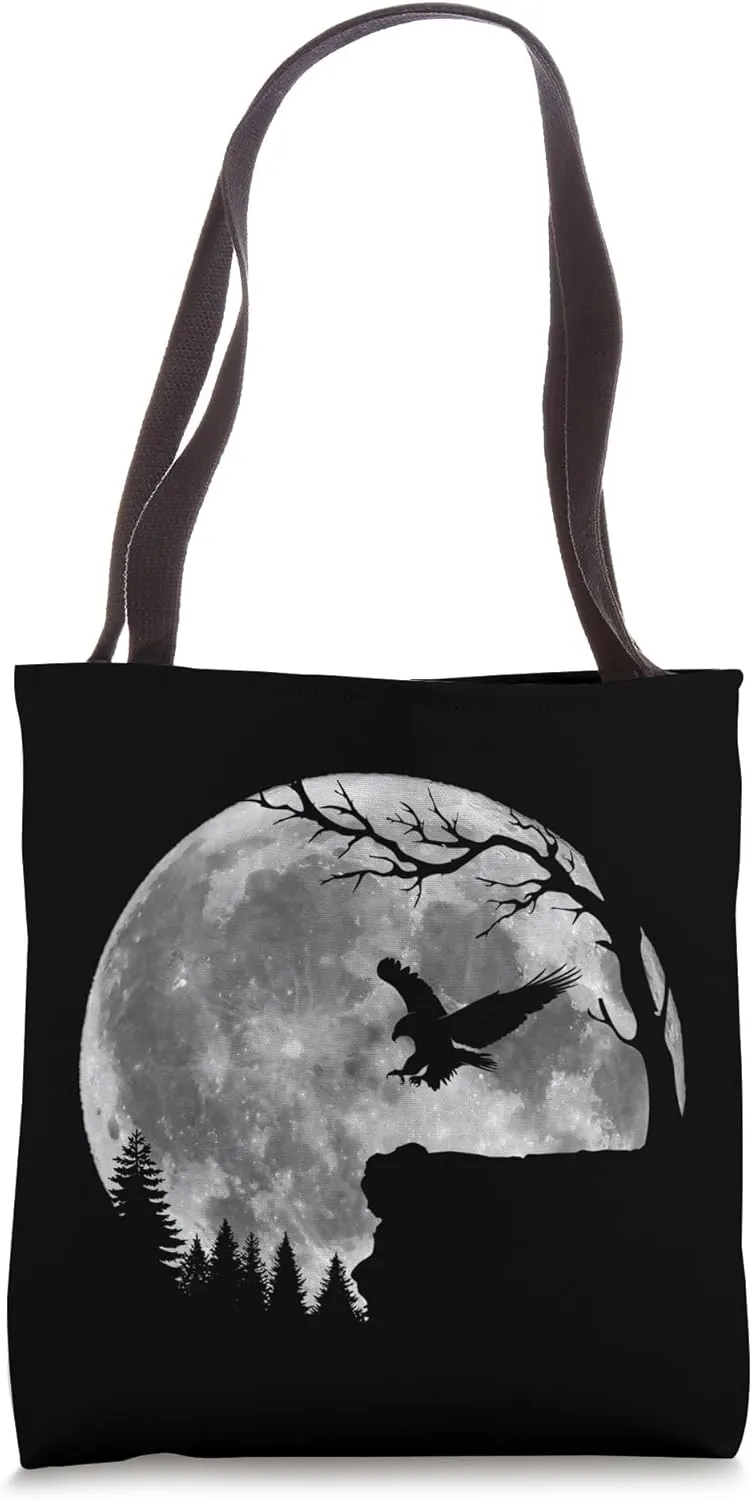 Costume Tote Bag medieval molecular conscientious Hawk Moon Silhouette Bird Funny Lazy Halloween 