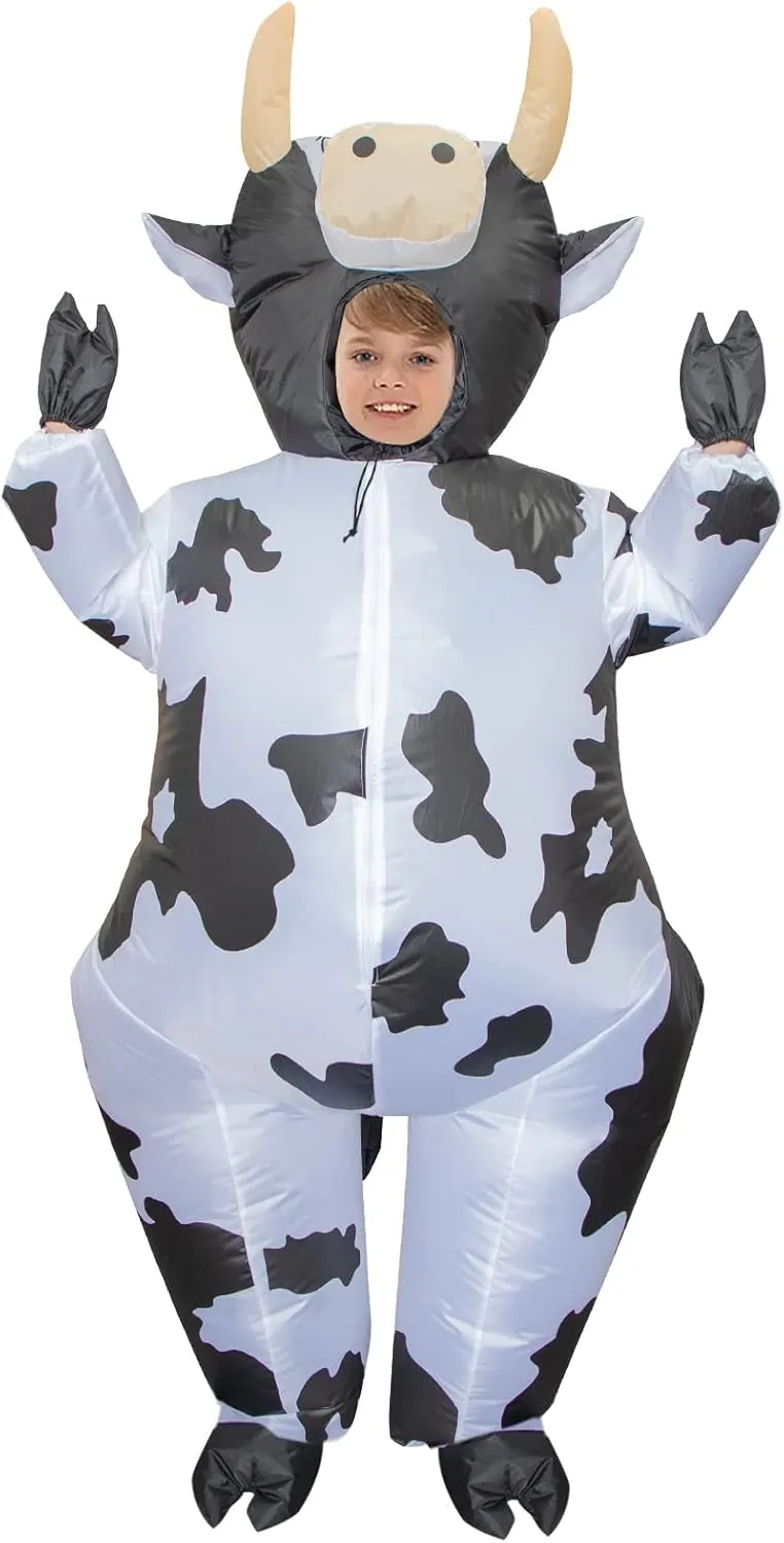 Costumes for Kid Funny Cow instigate Suit for Boys & Girls Cosplay Party Stegosaurus Inflatable Cow Costume Kids, Halloween Blow Up 
