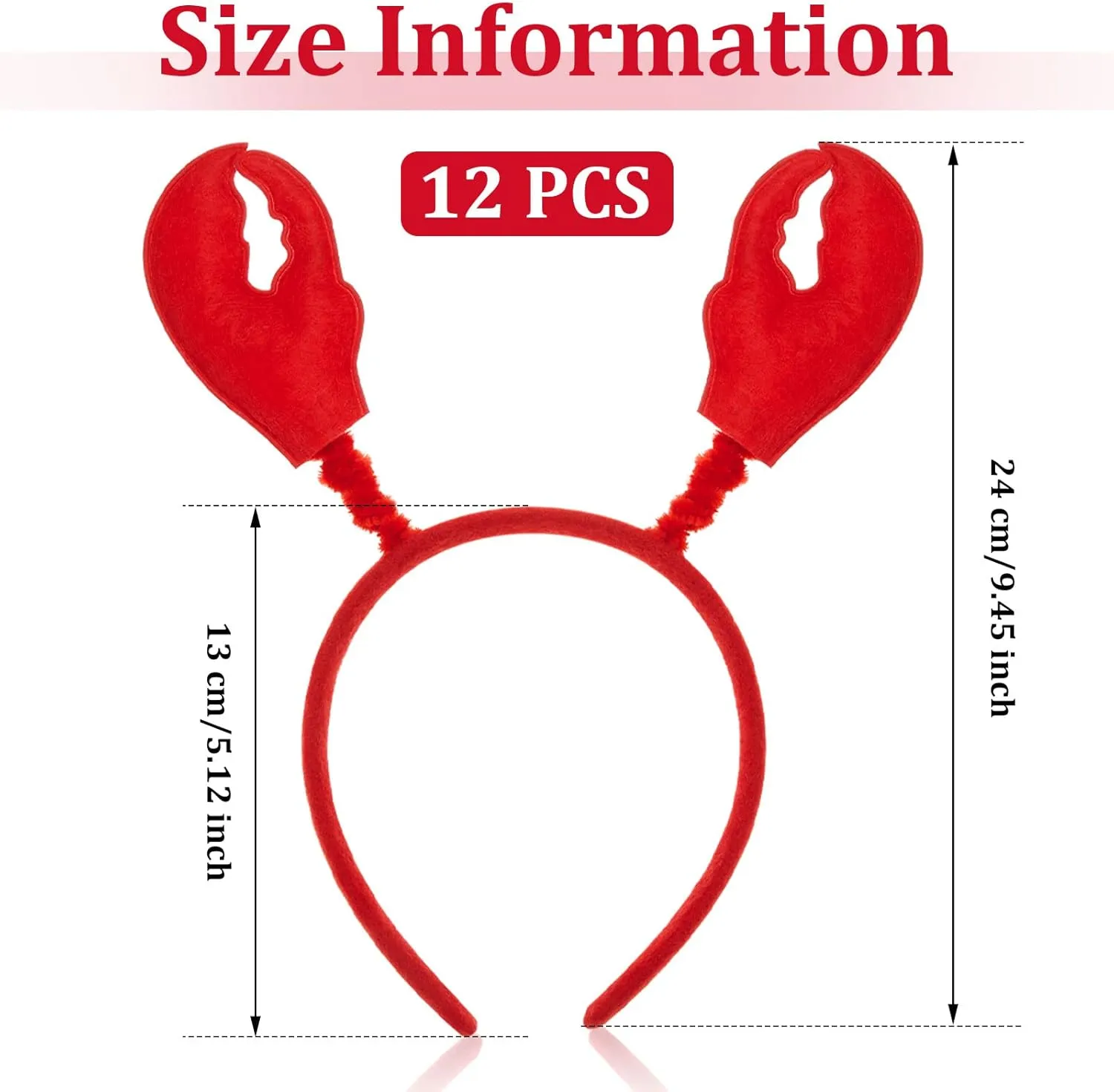 Crayfish Claws Headband Lobster Headwear Hair Hoop Costume Hair Accessories for Animal Cosplay Party Play, Red Crowye Lobster Headbands, 12 Pcs cram Crab 