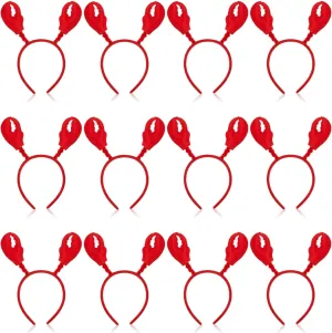 Crayfish Claws Headband Lobster Headwear Hair Hoop Costume Hair Accessories for Animal Cosplay Party Play, Red Crowye Lobster Headbands, 12 Pcs cram Crab 