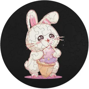 Cream Bunny Rabbit Jigsaw Puzzles for affiliate portray Adults Wooden Animal Shape Puzzles for Home Wall Decor 68 PCS Cute Ice 