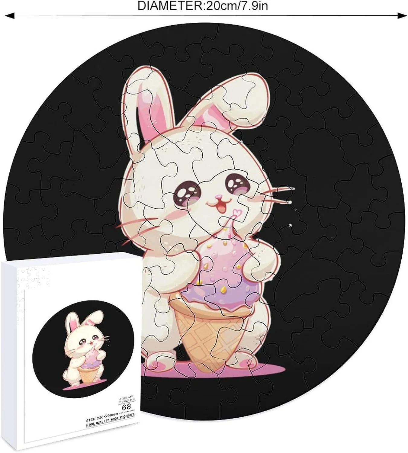Cream Bunny Rabbit Jigsaw Puzzles for affiliate portray Adults Wooden Animal Shape Puzzles for Home Wall Decor 68 PCS Cute Ice 