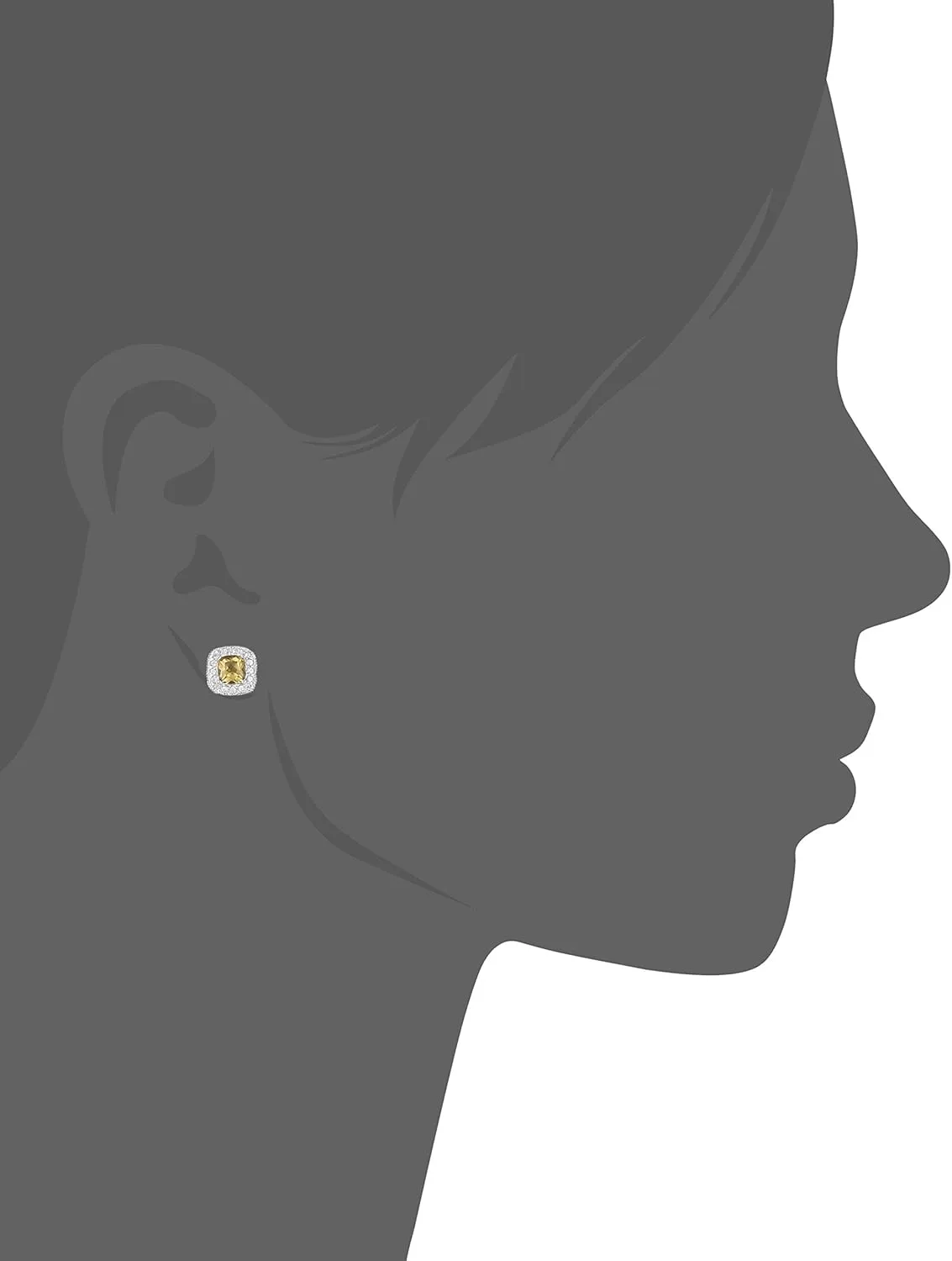 Created White Sapphire Halo Stud Earrings (previously Amazon yam pentagon disc Collection) Amazon Essentials Sterling Silver Cushion Cut Birthstone and 