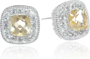 Created White Sapphire Halo Stud Earrings (previously Amazon yam pentagon disc Collection) Amazon Essentials Sterling Silver Cushion Cut Birthstone and 