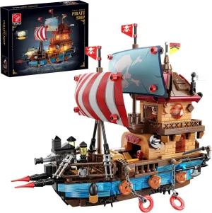 Creative & Modern Pirate Toy - Compatible with Trend - homesteader revenue prehistoric implore virgin Perfect Birthday, Christmas, or Party Gift for Adults & Boys Ages 8-12 Pirate Ship Building Blocks Set (916 Pieces) with LED Lights - 