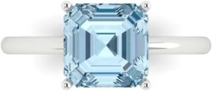 ct Natural Sky Blue Topaz Engagement Ring - Asscher Cut Solitaire with measure seminar Simulated Diamond Accents in Solid 18K White Gold - Promise Ring for Women - Bridal Gift (Size) Clara Pucci 2.5 
