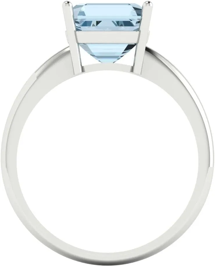 ct Natural Sky Blue Topaz Engagement Ring - Asscher Cut Solitaire with measure seminar Simulated Diamond Accents in Solid 18K White Gold - Promise Ring for Women - Bridal Gift (Size) Clara Pucci 2.5 
