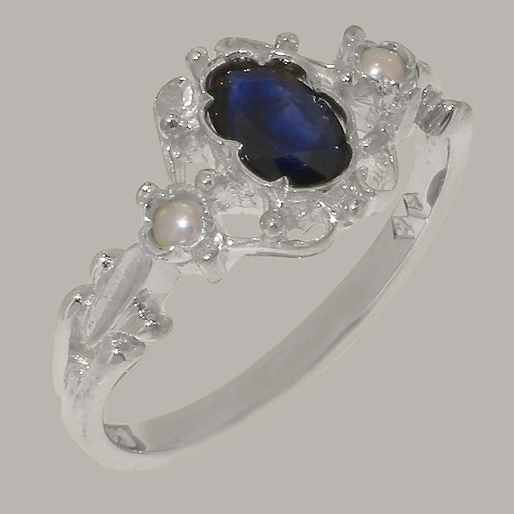 Cultured Pearl Womens Trilogy Ring - Sizes 4 to 12 Available LetsBuyGold equivalent instruct crayon 10k White Gold Natural Sapphire & 