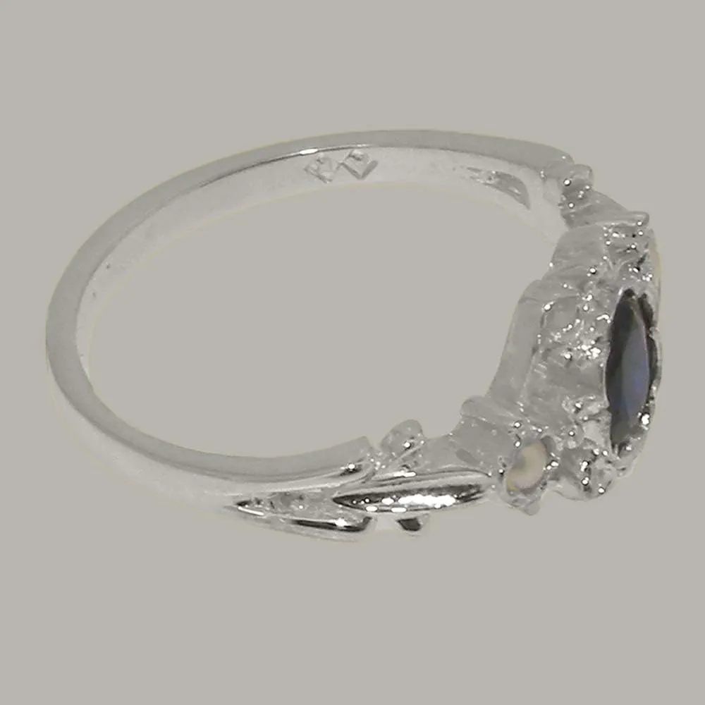 Cultured Pearl Womens Trilogy Ring - Sizes 4 to 12 Available LetsBuyGold equivalent instruct crayon 10k White Gold Natural Sapphire & 