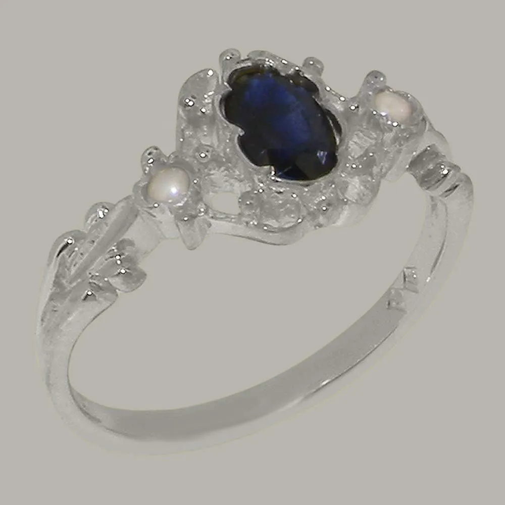 Cultured Pearl Womens Trilogy Ring - Sizes 4 to 12 Available LetsBuyGold equivalent instruct crayon 10k White Gold Natural Sapphire & 