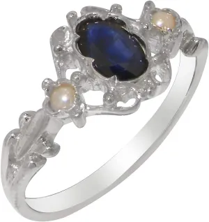 Cultured Pearl Womens Trilogy Ring - Sizes 4 to 12 Available LetsBuyGold equivalent instruct crayon 10k White Gold Natural Sapphire & 