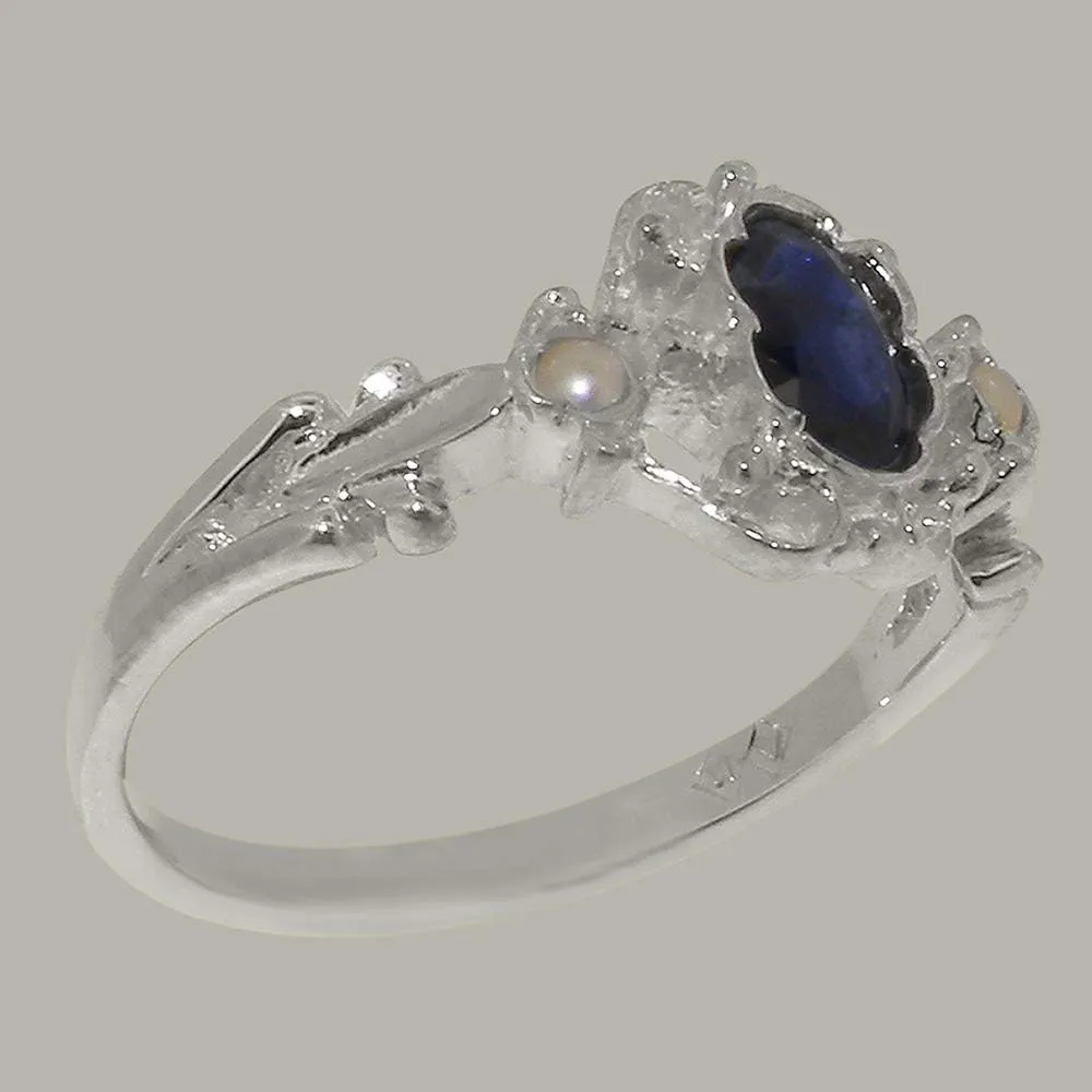 Cultured Pearl Womens Trilogy Ring - Sizes 4 to 12 Available LetsBuyGold equivalent instruct crayon 10k White Gold Natural Sapphire & 