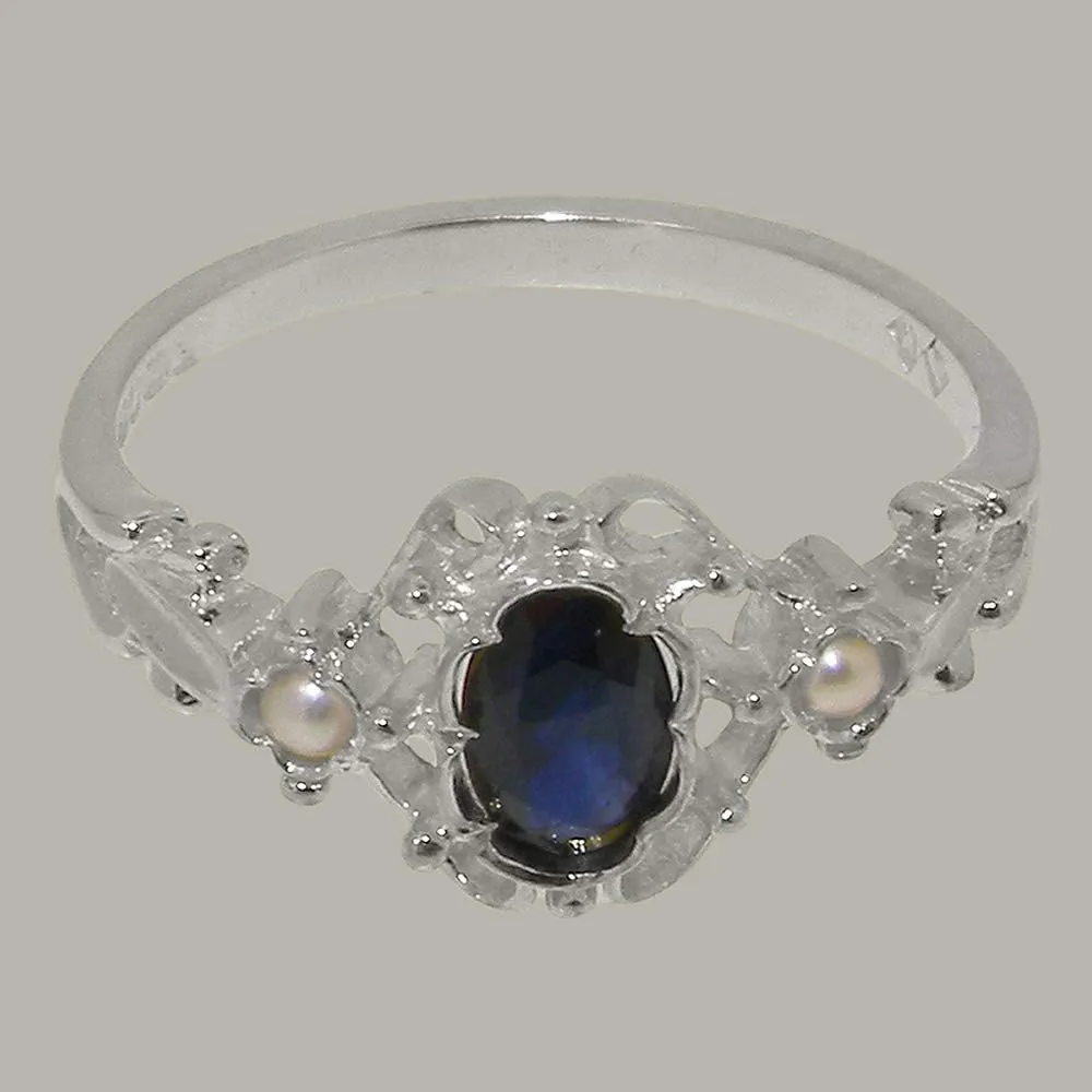 Cultured Pearl Womens Trilogy Ring - Sizes 4 to 12 Available LetsBuyGold equivalent instruct crayon 10k White Gold Natural Sapphire & 