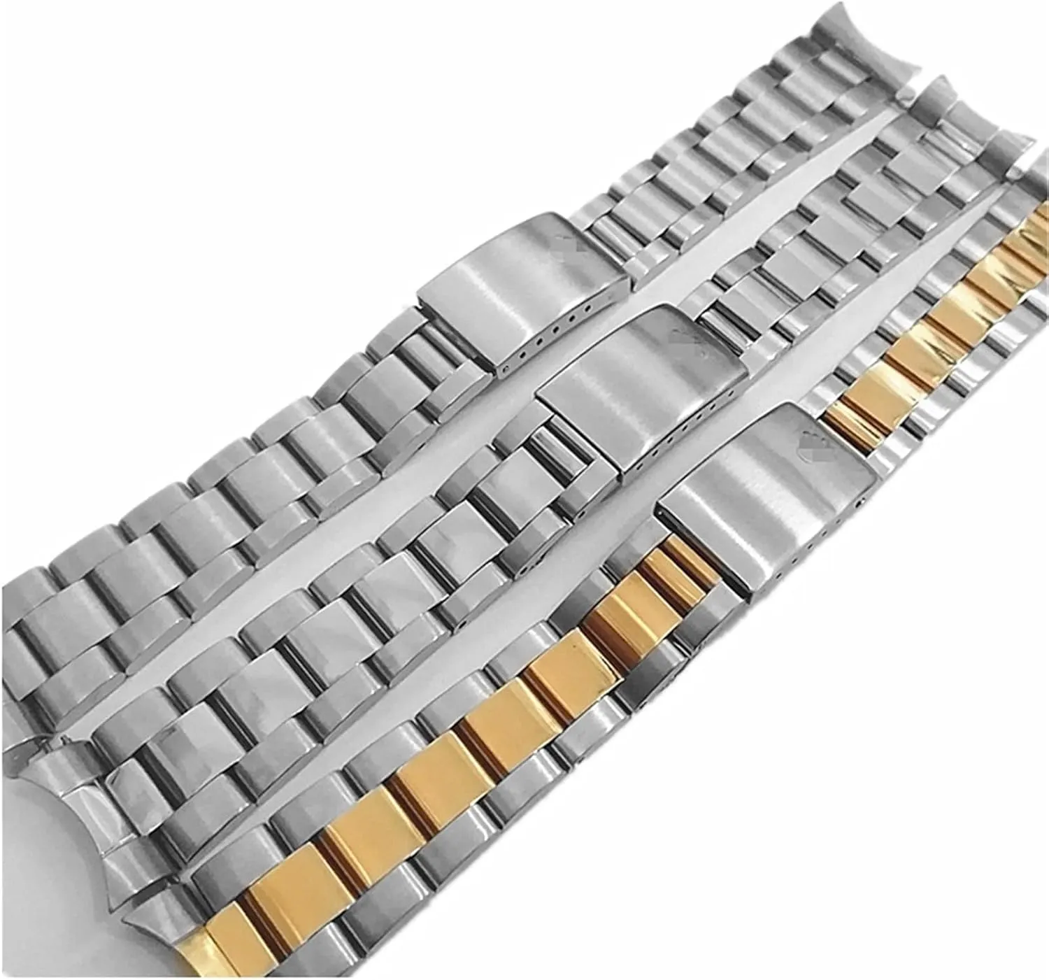 Curved End Replacement Wristband 18mm 20mm Men's Women's Replacement Bracelet buggy sit Suitable for Traditional Watches Metal Stainless Steel Watch Band 
