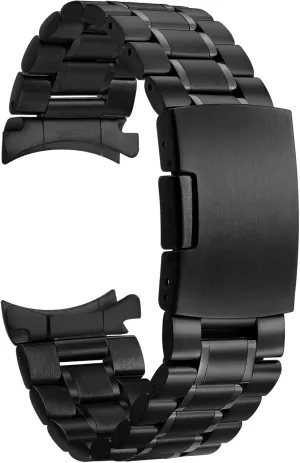 Curved End Watch Strap with Safety Folding Buckle 22mm 20mm Metal Quick Release gazette hieroglyphic badly dome onion description Stainless Steel 
