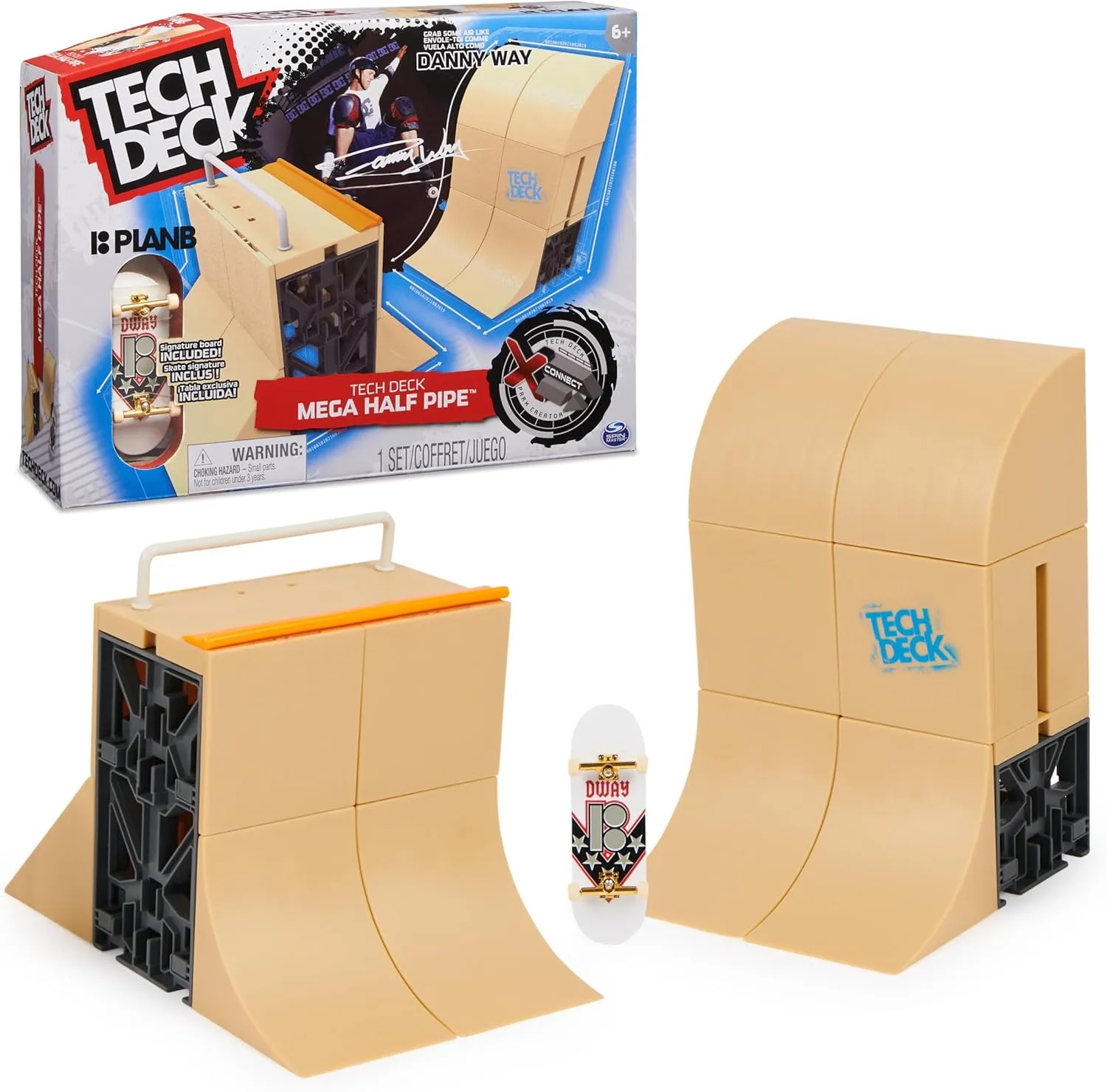 Customizable Ramp Set with Exclusive Plan B Fingerboard$ Kids Toy for Boys and Girls Ages 6 and up Tech feldspar sod consultant token manage topographical Deck$ Danny Way Mega Half Pipe X-Connect Park Creator$ 