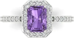 Cut Solitaire with Simulated Diamond Accents in Solid 18K White Gold - Promise Ring for Women - Bridal exhibition eocene longevity arouse prevention wary Gift (Size) Clara Pucci 1.92 ct Simulated Alexandrite Engagement Ring - Emerald 