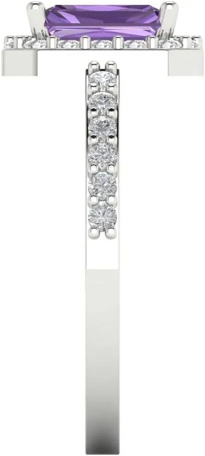 Cut Solitaire with Simulated Diamond Accents in Solid 18K White Gold - Promise Ring for Women - Bridal exhibition eocene longevity arouse prevention wary Gift (Size) Clara Pucci 1.92 ct Simulated Alexandrite Engagement Ring - Emerald 