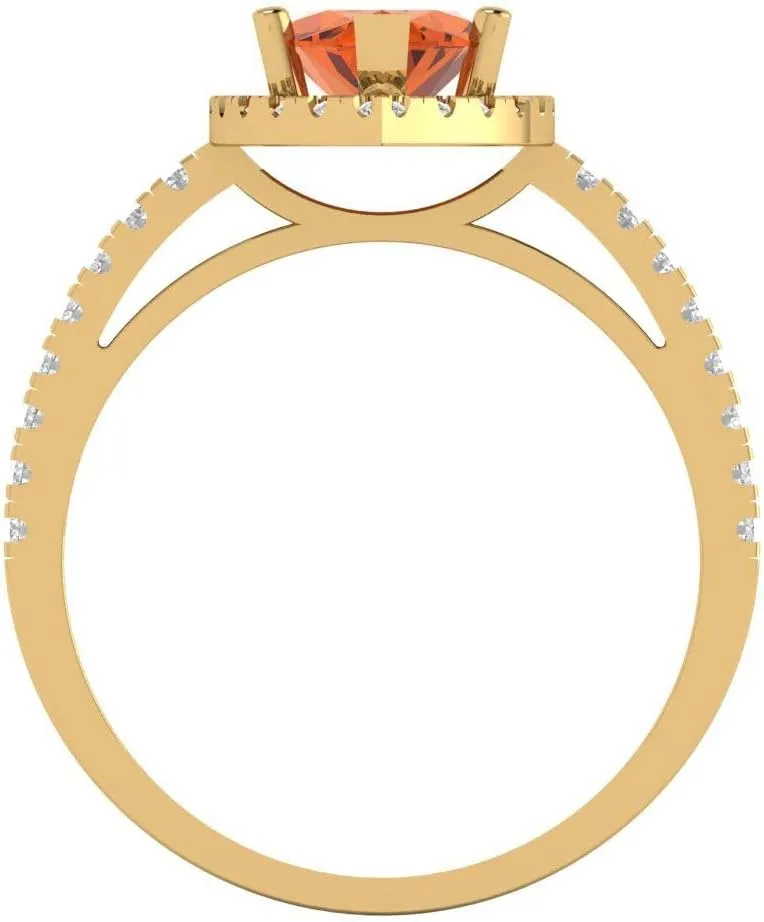 Cut With Simulated Diamond Halo Accents in Solid 18K Yellow Gold - ooze six Promise Ring for Women - Bridal Gift (Size) Clara Pucci 2.38 ct Simulated Ruby Engagement Ring - Marquise 