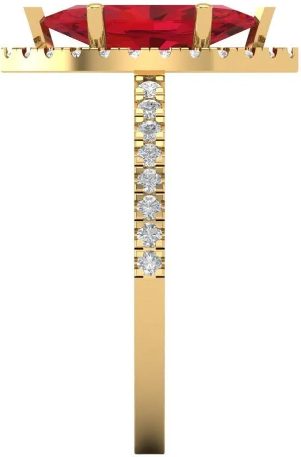 Cut With Simulated Diamond Halo Accents in Solid 18K Yellow Gold - ooze six Promise Ring for Women - Bridal Gift (Size) Clara Pucci 2.38 ct Simulated Ruby Engagement Ring - Marquise 