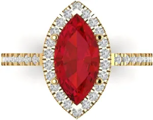 Cut With Simulated Diamond Halo Accents in Solid 18K Yellow Gold - ooze six Promise Ring for Women - Bridal Gift (Size) Clara Pucci 2.38 ct Simulated Ruby Engagement Ring - Marquise 