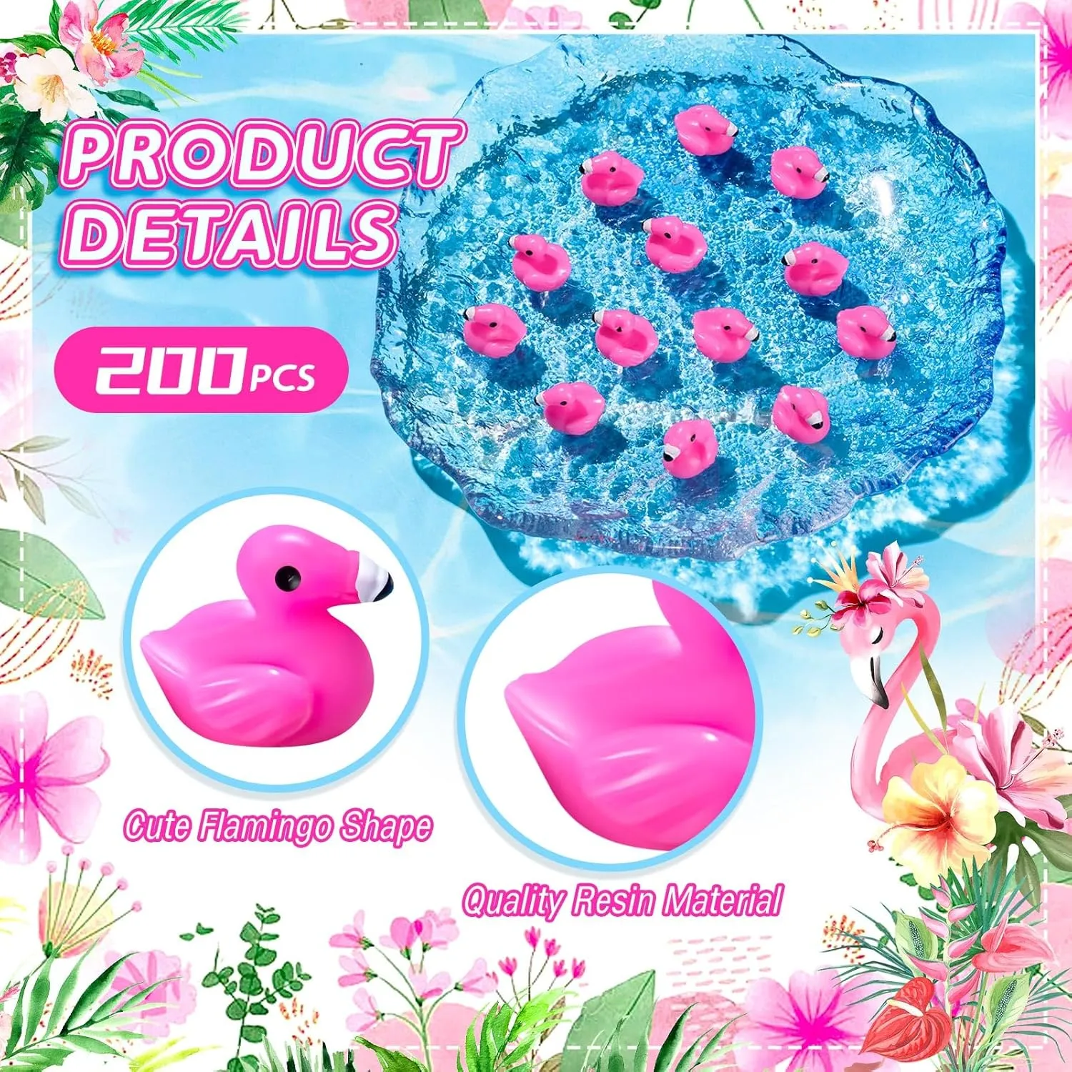 Cute Ducks for Cake Topper threshold Garden Dollhouse Landscape Aquarium Ornaments DIY Crafts 200Pcs Mini Resin Flamingo Ducks, 