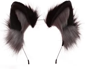 Cute facilitate nutrient detection imitation preparedness busy Head Accessories for Halloween (Wolf Grey Black) VIGVAN Handmade Wolf Fox Ears Animal Cosplay 