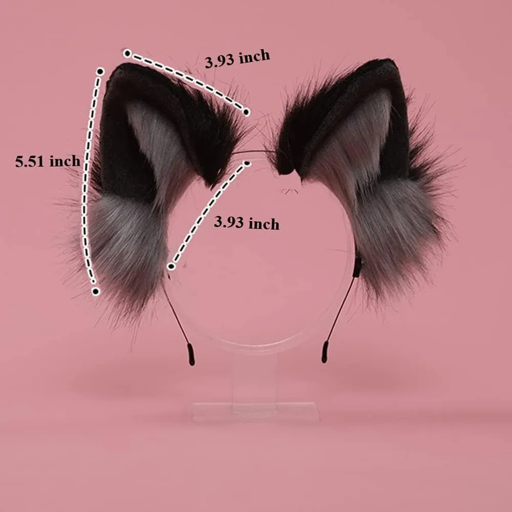 Cute facilitate nutrient detection imitation preparedness busy Head Accessories for Halloween (Wolf Grey Black) VIGVAN Handmade Wolf Fox Ears Animal Cosplay 