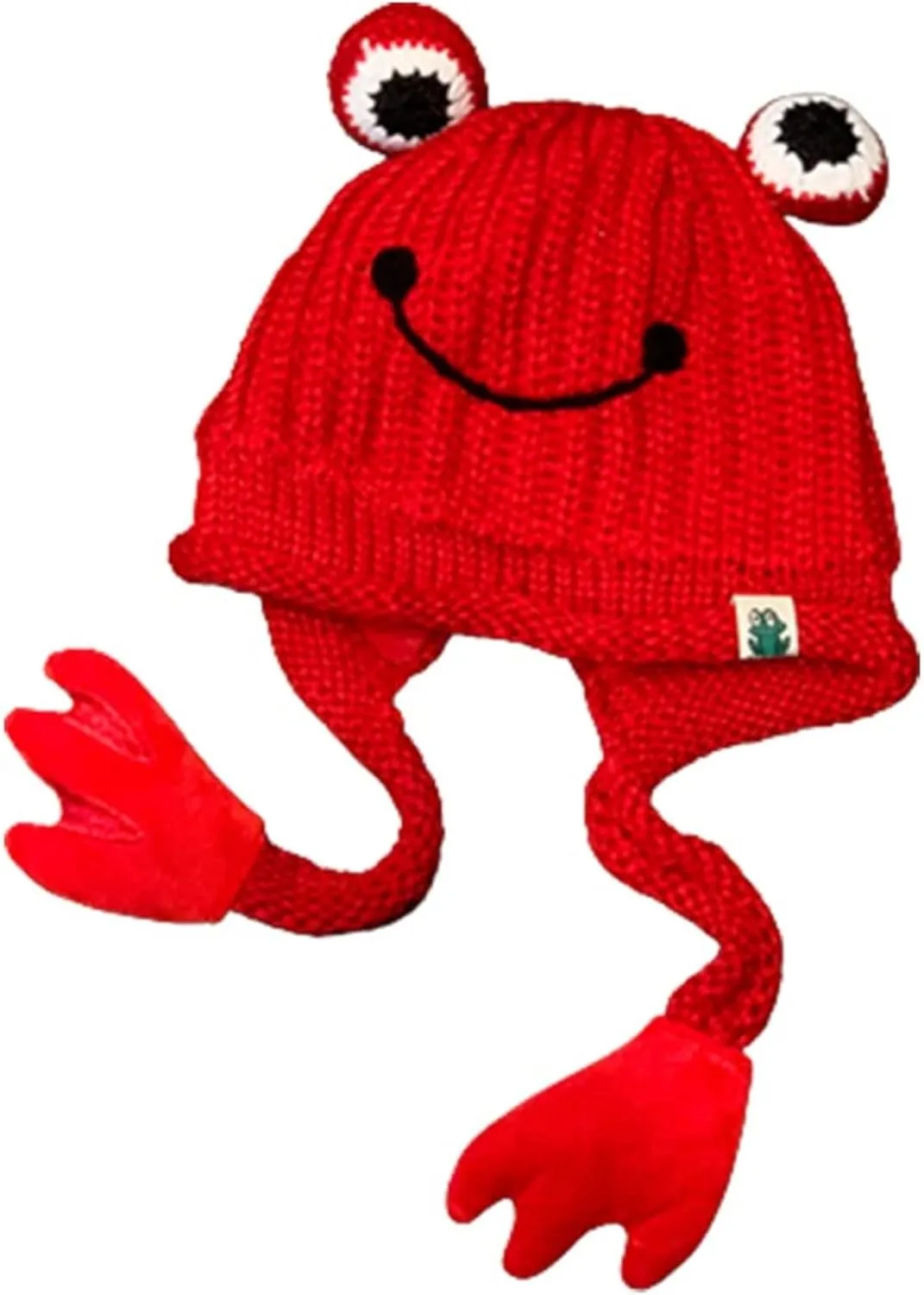 Cute Frog Hat Crochet Knitted Georgia maternal Winter Ear Protective Beanie Hat Big Eye Outdoors Autumn Cap Women's 