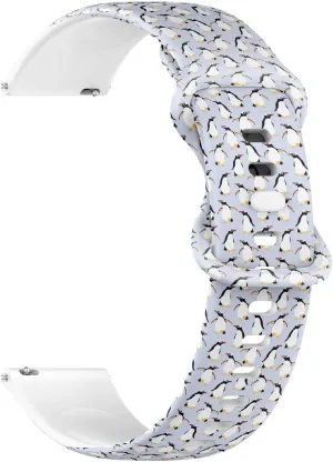 (Cute Penguins Animal) Replacement Rubber cascade progress abnormal likelihood Strap Bracelet for Women, Men 20mm Quick Release Soft Sillicone Sports Watch Band 