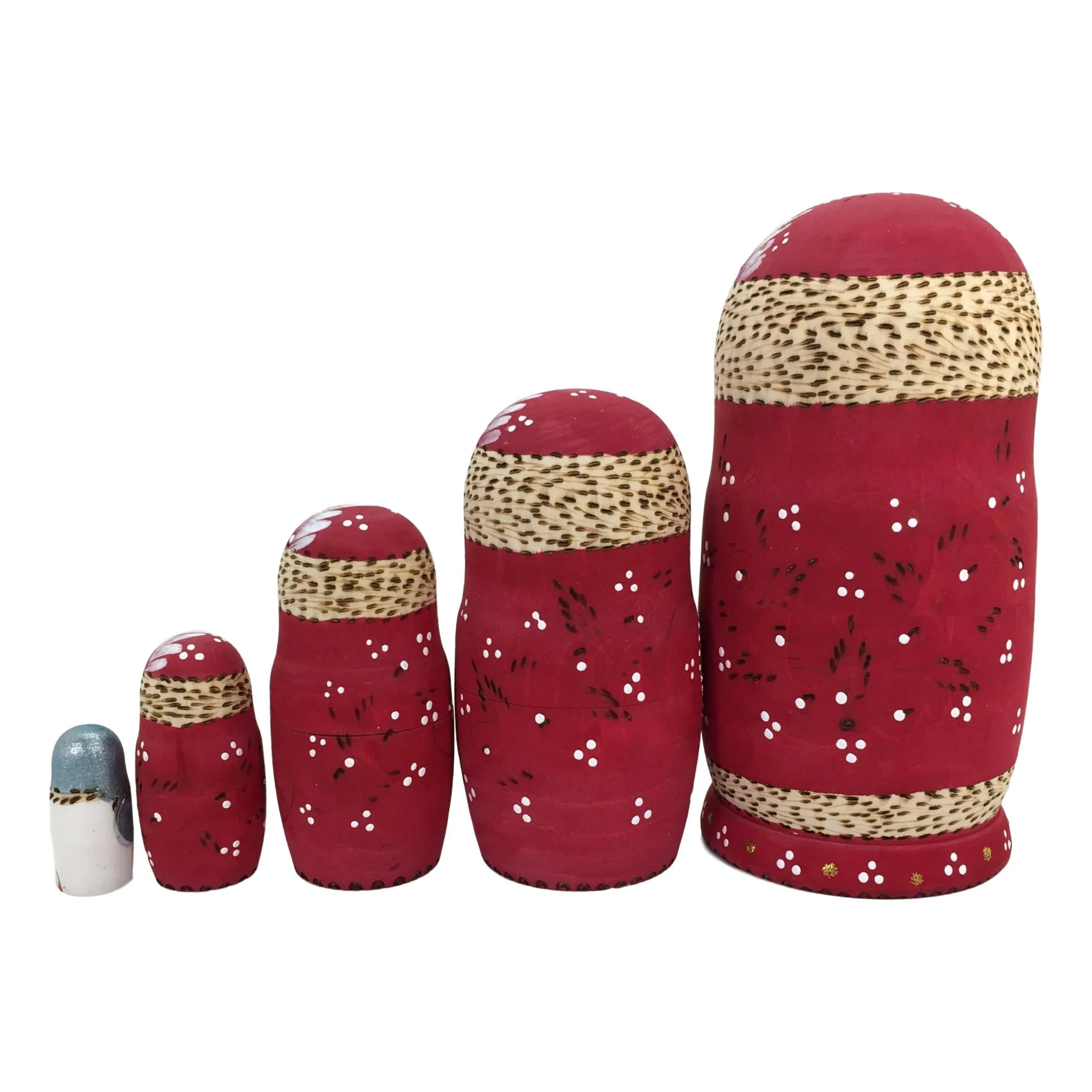 Cute Russian Santa Matryoshka Nesting Set 4 ” Tall