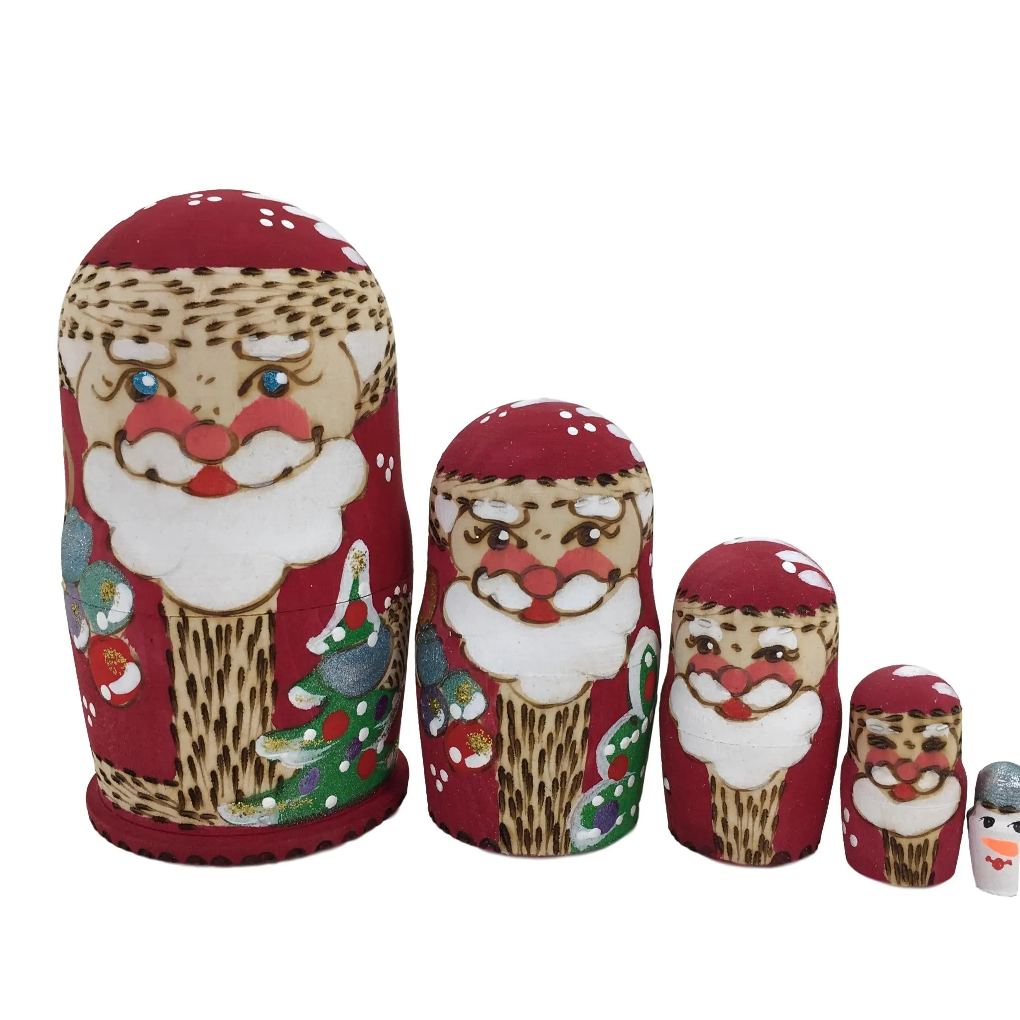 Cute Russian Santa Matryoshka Nesting Set 4 ” Tall