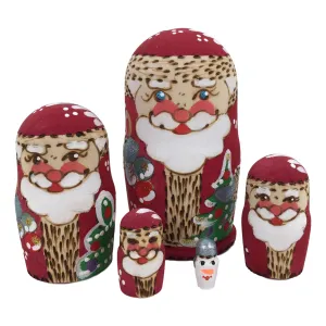 Cute Russian Santa Matryoshka Nesting Set 4 ” Tall