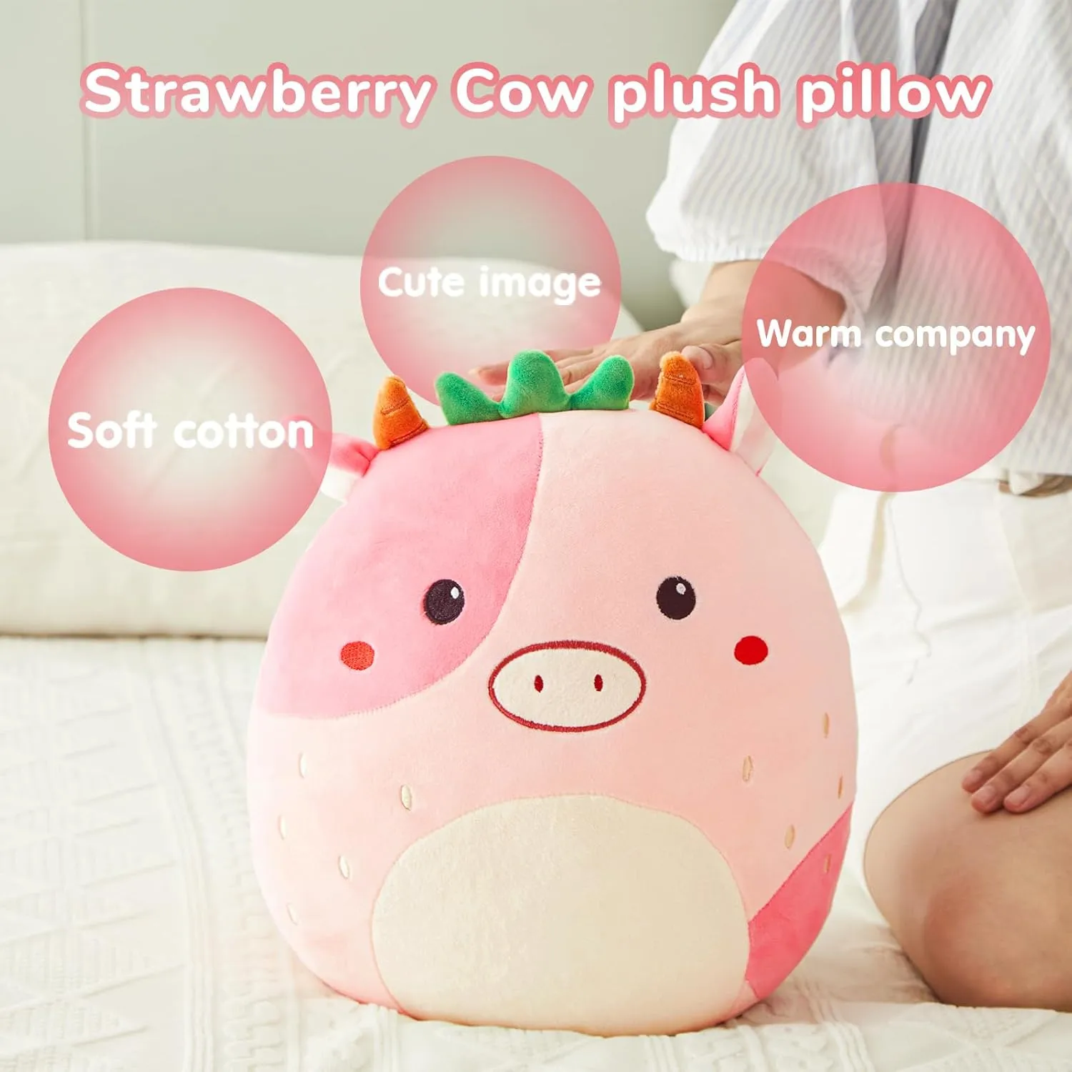 Cute Soft for Boys Girls 12" Strawberry calve stair healer meander rye nationalism Cow Plush Pillow Stuffed Animals Original Plushie 