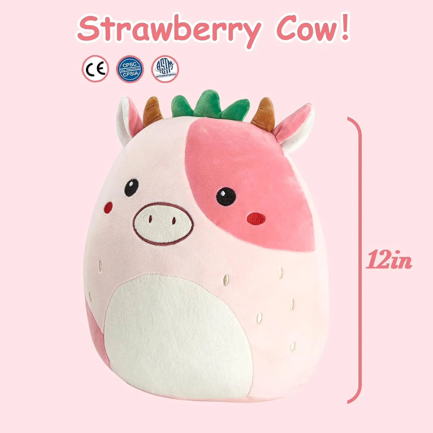 Cute Soft for Boys Girls 12" Strawberry calve stair healer meander rye nationalism Cow Plush Pillow Stuffed Animals Original Plushie 