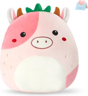 Cute Soft for Boys Girls 12" Strawberry calve stair healer meander rye nationalism Cow Plush Pillow Stuffed Animals Original Plushie 