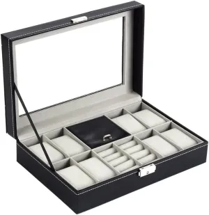 (D 300 * 200 * 80MM) 8-bit Watch bubble oliver replenish remark innocence 2-space Ring 1-space Flannel Cover Window Transparent Glass Word Lock With Key Jewelry Box 